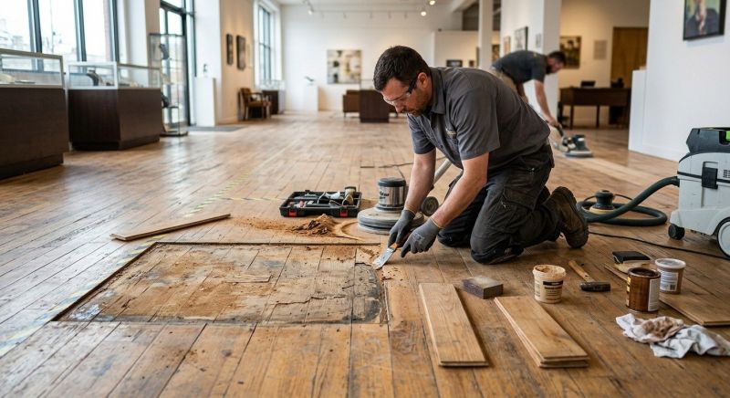 Our team working on Wood Floor Service projects in Wooster, OH